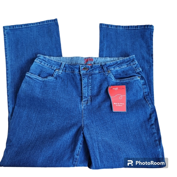 NWT Smith's Dungarees Marilyn Fit Stretch Blue Denim Straight Leg Jeans  18 - Picture 13 of 13